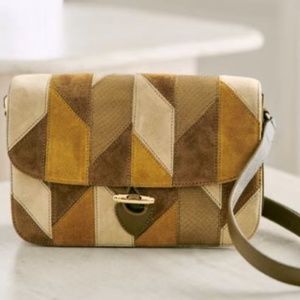 Sezane Milo Handbag in Khaki Patchwork *RARE COLORWAY*